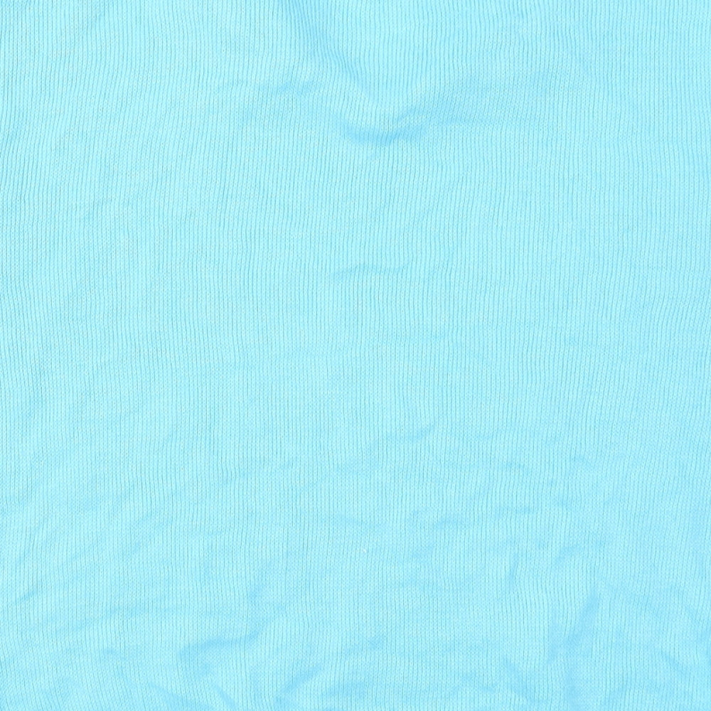Brand and care label for Merry Gold women’s blue knit jumper, size S