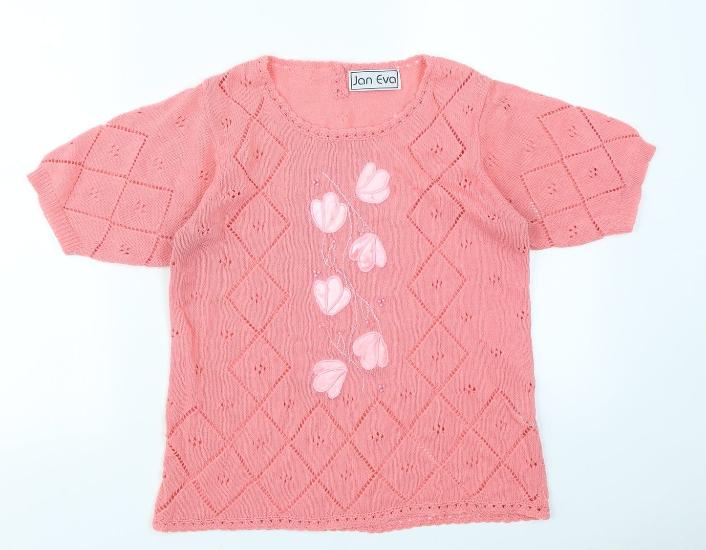 Jan Eva Womens Pink   Basic T-Shirt Size M