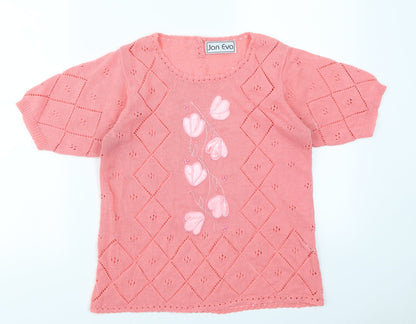 Jan Eva Womens Pink   Basic T-Shirt Size M