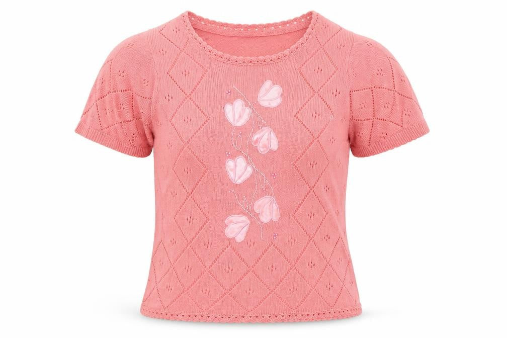 Front view of Jan Eva women’s pink basic t-shirt, size M