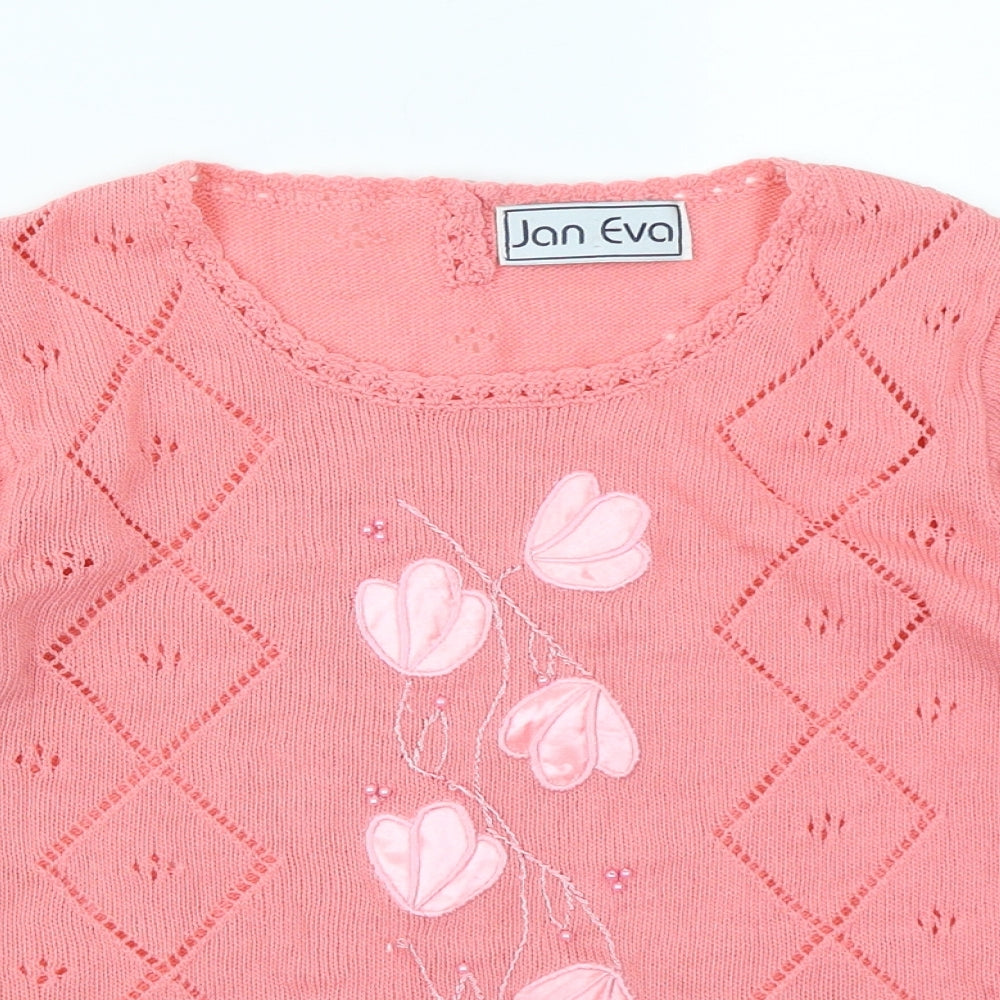 Jan Eva Womens Pink   Basic T-Shirt Size M