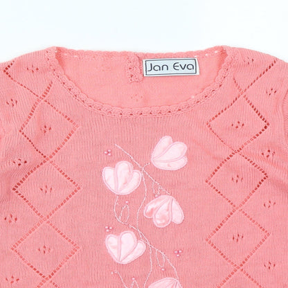 Jan Eva Womens Pink   Basic T-Shirt Size M