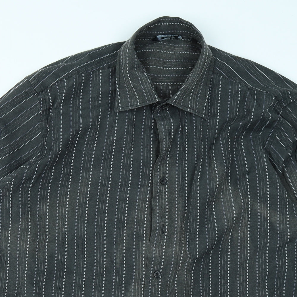 Mens UK Size XL Emporio Grey  Button-Up Long Sleeve Casual Shirt