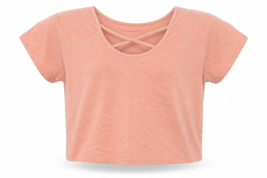 Front view of 915 Generation girls’ pink cropped t-shirt, size 10-11, years