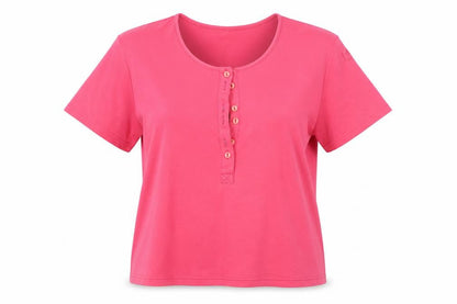 Front view of Cinch women’s pink basic t-shirt, size M