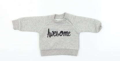 Additional front view of Early Days girls’ grey jumper, size 0-3, months