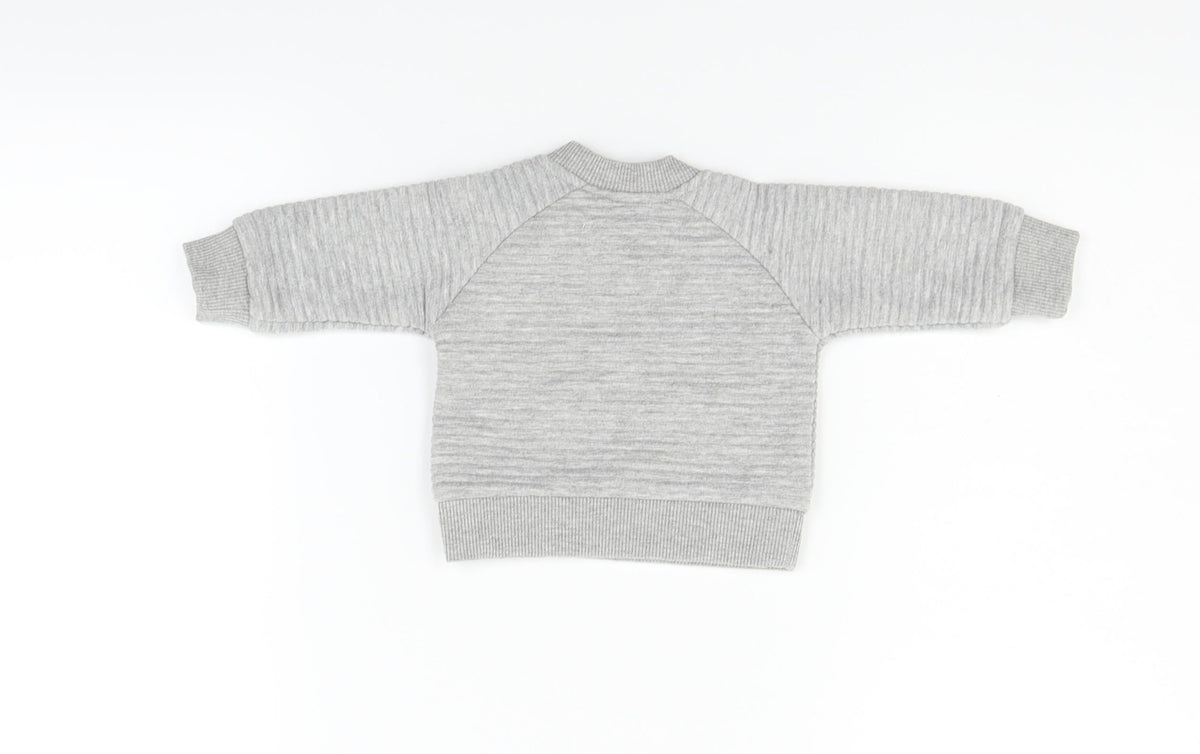Back view of Early Days girls’ grey jumper, size 0-3, months