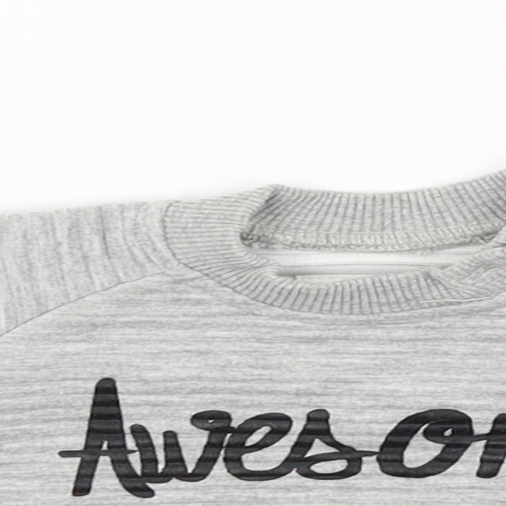 Close-up detail of Early Days girls’ grey jumper, size 0-3, months
