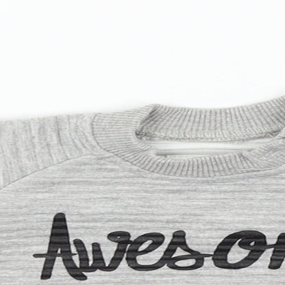 Close-up detail of Early Days girls’ grey jumper, size 0-3, months