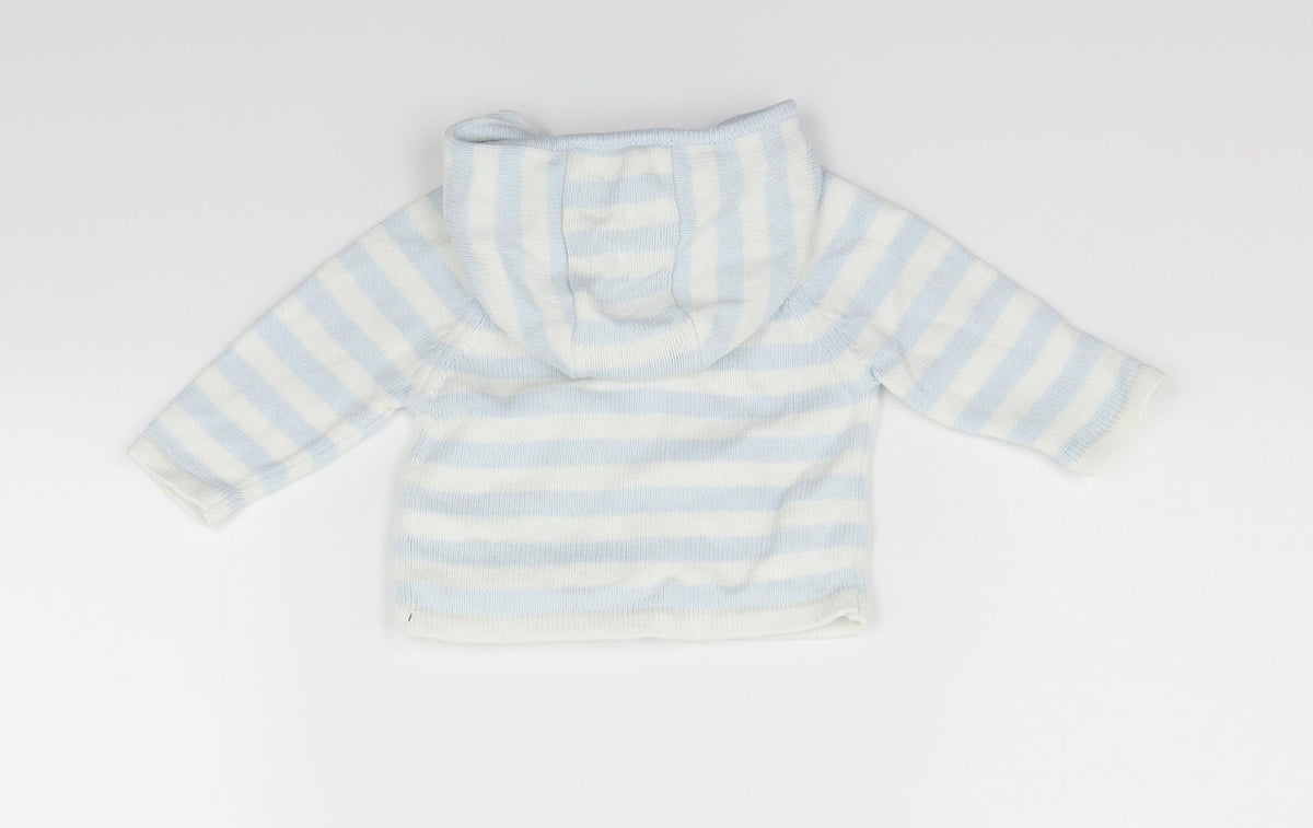 Back view of John Lewis White Spotted Full Zip Jumper, size 0-3, Months