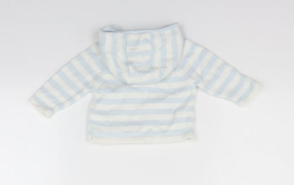 Back view of John Lewis White Spotted Full Zip Jumper, size 0-3, Months