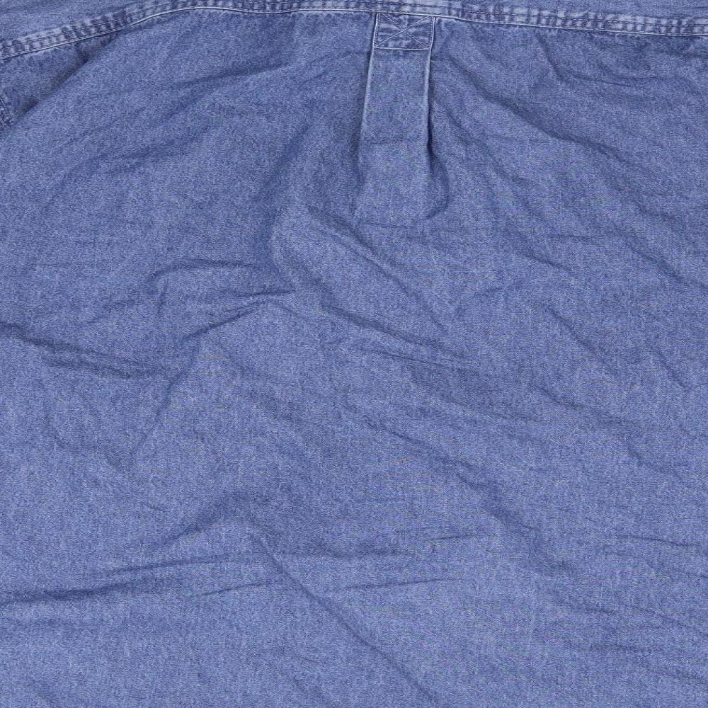 Mens UK Size L Front Row Blue  Button-Up Long Sleeve Casual Shirt