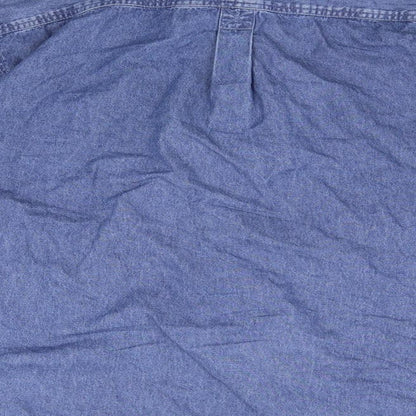 Mens UK Size L Front Row Blue  Button-Up Long Sleeve Casual Shirt