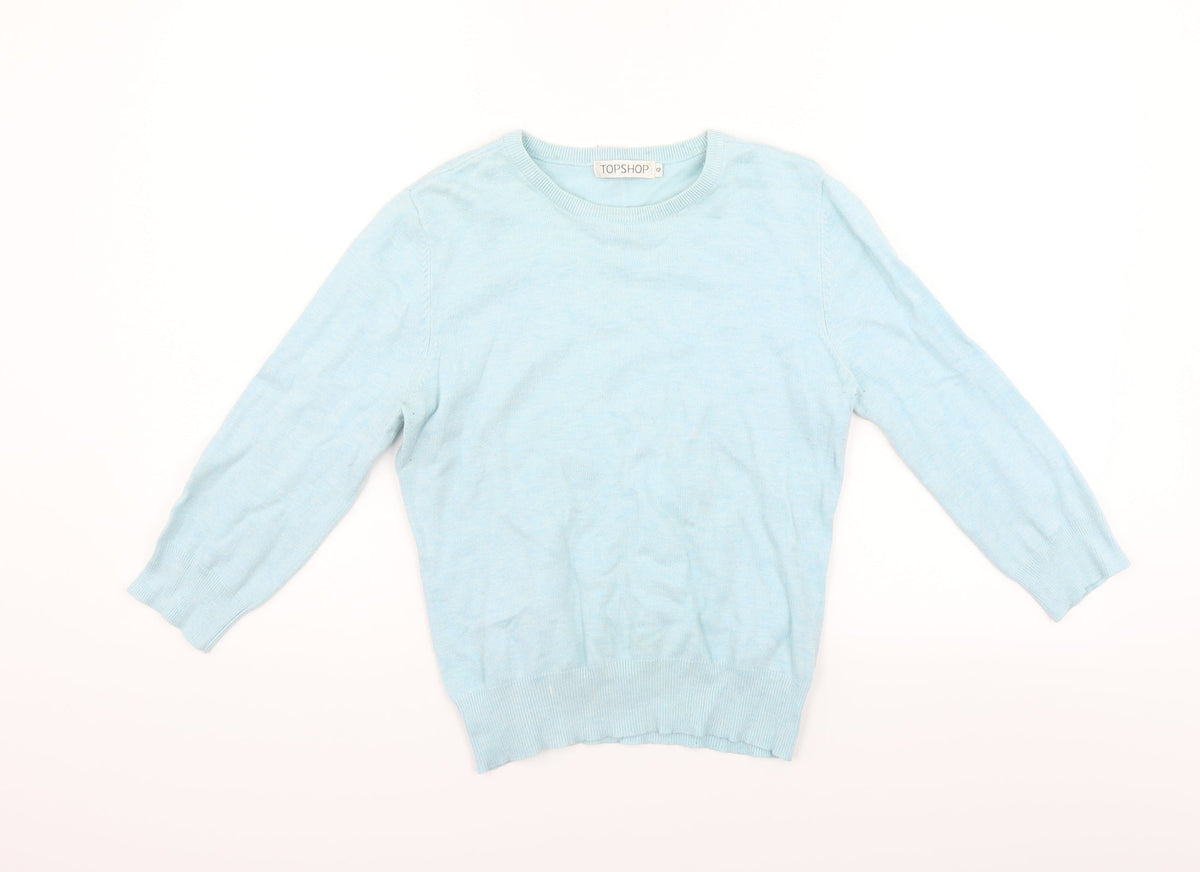Additional front view of Topshop women’s blue jumper, size UK 12