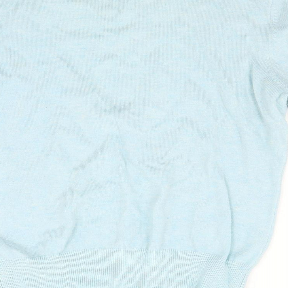 Brand and care label for Topshop women’s blue jumper, size UK 12