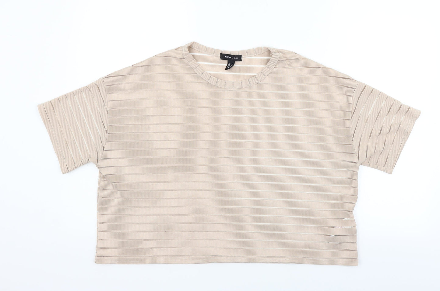 Womens UK Size L New Look Beige Basic T-Shirt