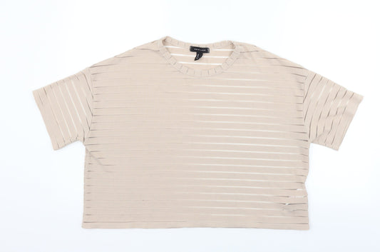 Womens UK Size L New Look Beige Basic T-Shirt