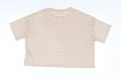 Womens UK Size L New Look Beige Basic T-Shirt