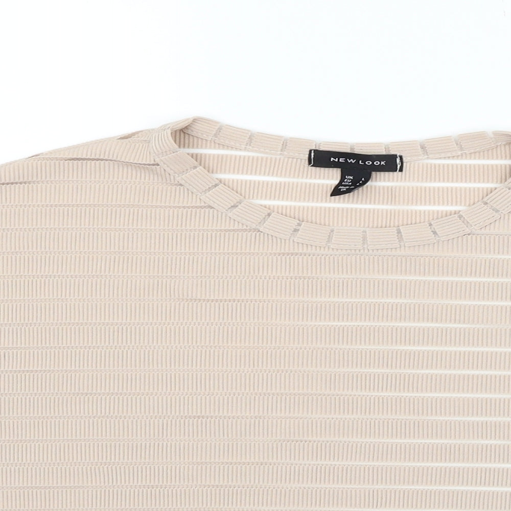 Womens UK Size L New Look Beige Basic T-Shirt