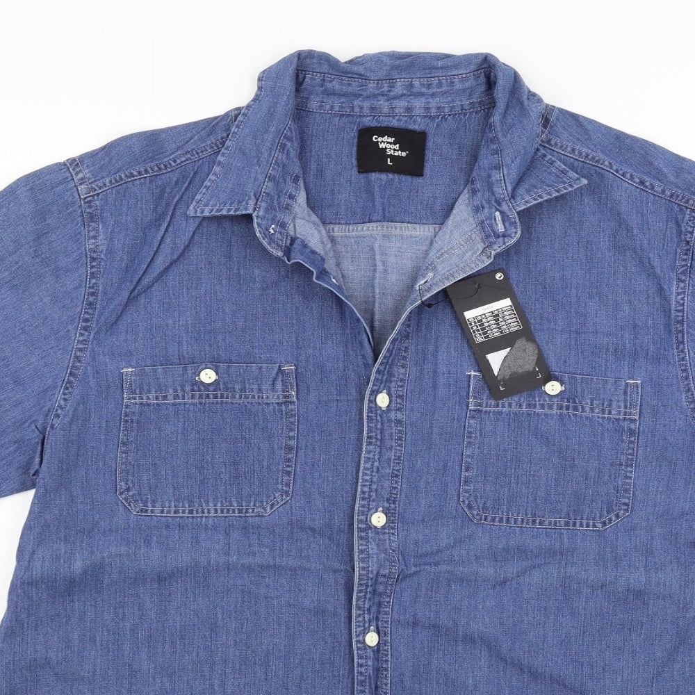 Cedar Wood State Womens Blue   Shirt Dress  Size L