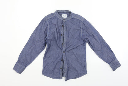 Front view of Primark girls’ blue basic button-up, size 7-8, years