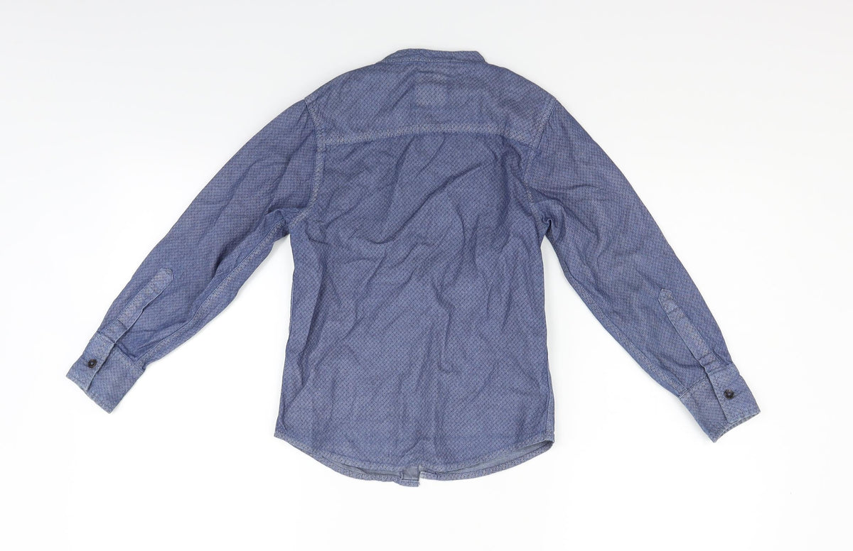 Back view of Primark girls’ blue basic button-up, size 7-8, years