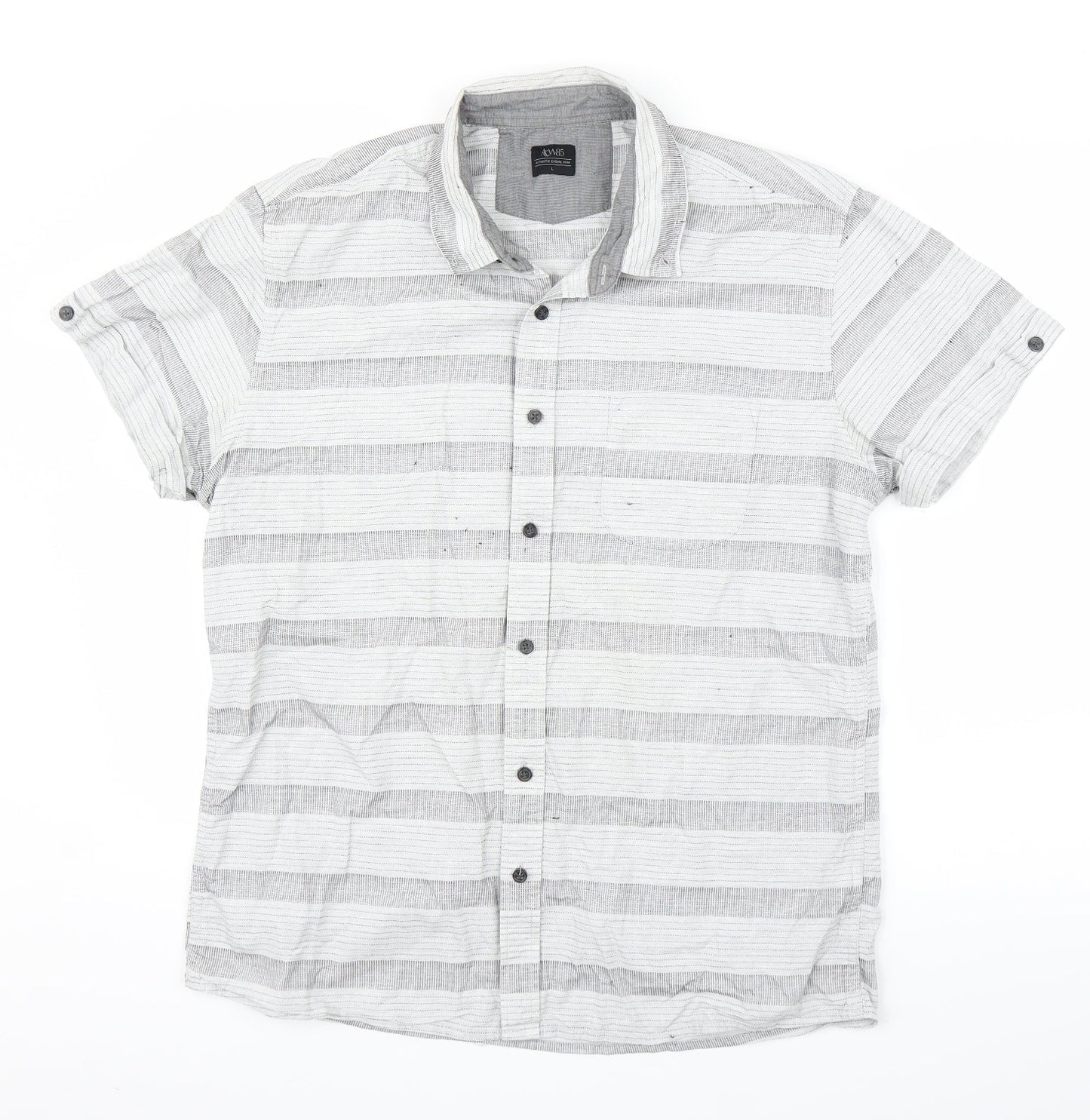 ACW85 Mens Grey Striped   Button-Up Size L