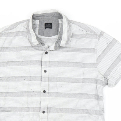 ACW85 Mens Grey Striped   Button-Up Size L