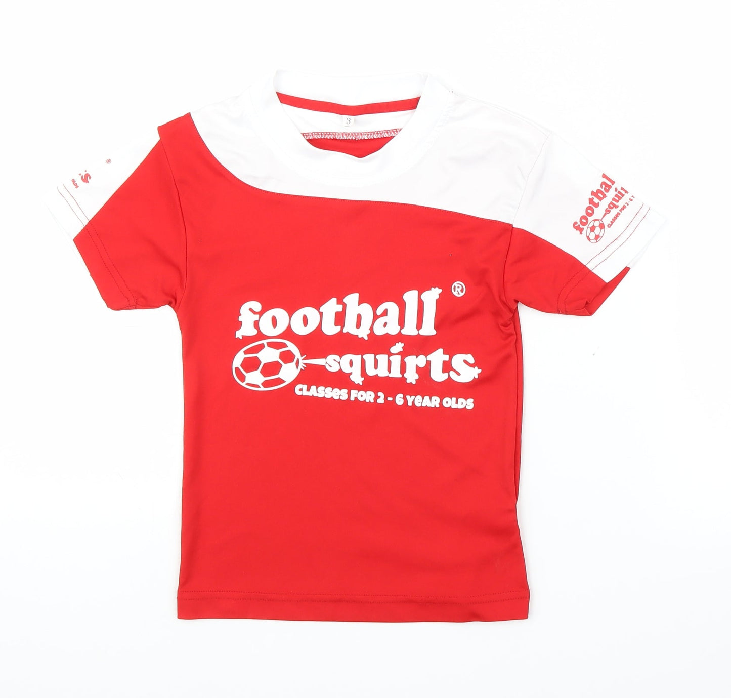 Football Squirts Boys Red   Basic T-Shirt Size 3 Years  - Football