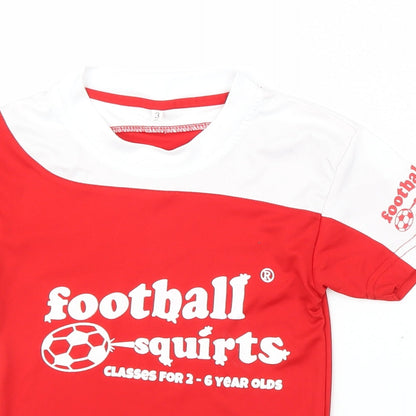 Football Squirts Boys Red   Basic T-Shirt Size 3 Years  - Football