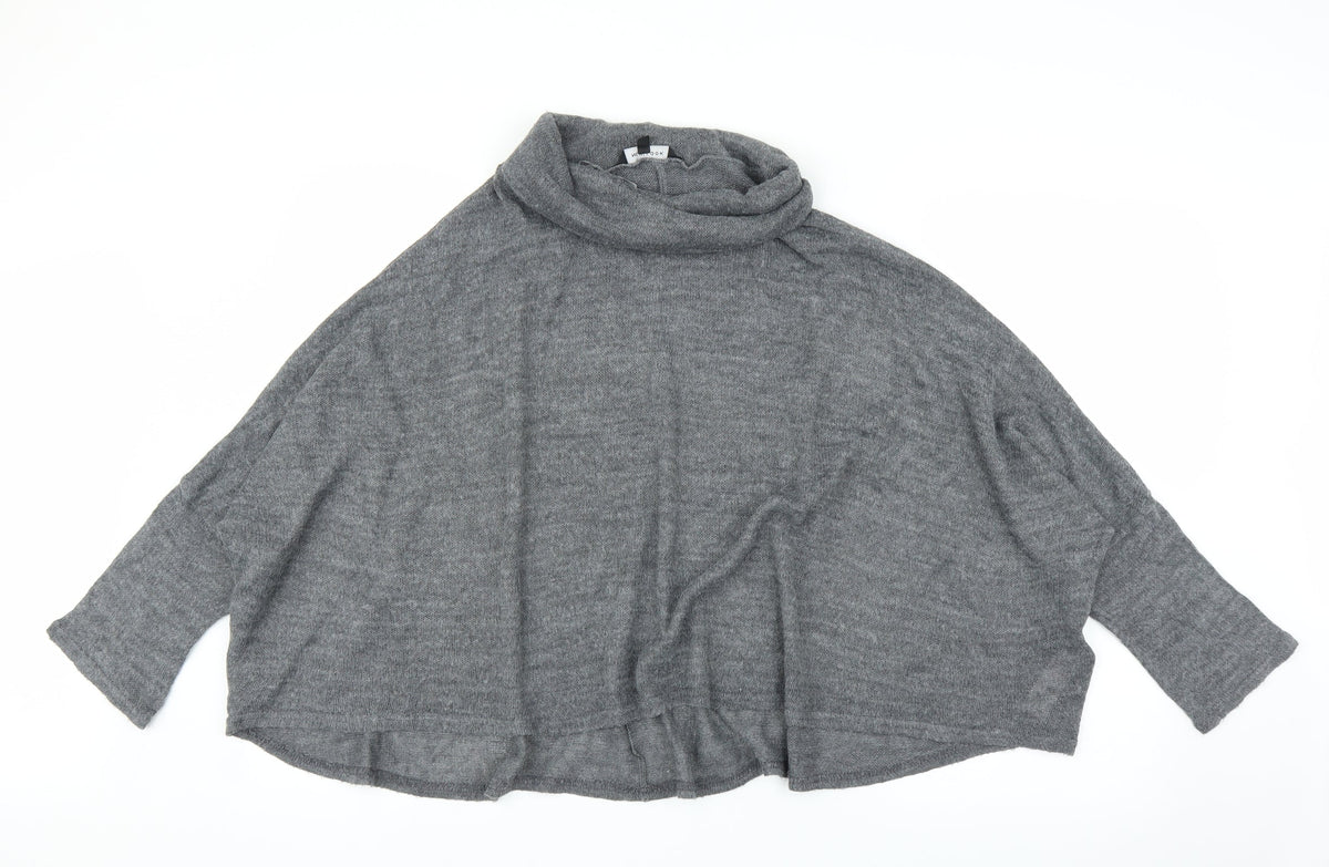 Additional front view of New Look women’s grey jumper, size L, - poncho