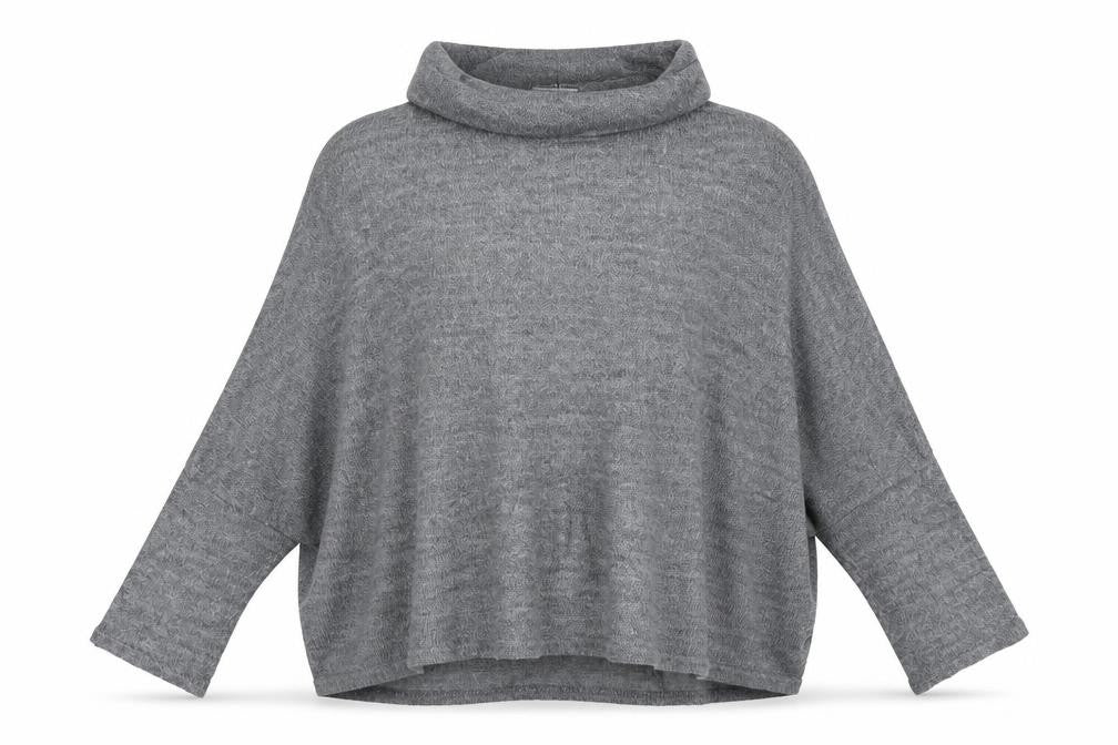 Front view of New Look women’s grey jumper, size L, - poncho