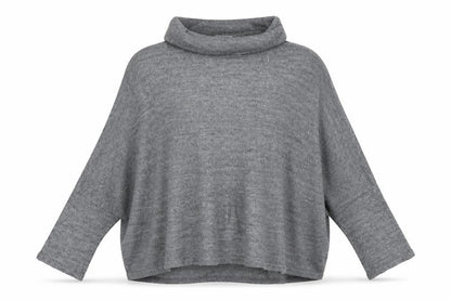 Front view of New Look women’s grey jumper, size L, - poncho