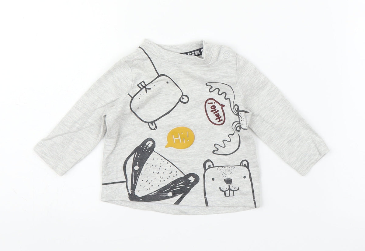 Additional front view of F&F Baby Grey Basic T-Shirt, size 0-3, Months