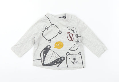 Additional front view of F&F Baby Grey Basic T-Shirt, size 0-3, Months