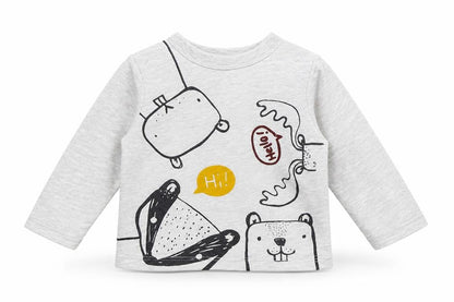 Front view of F&F Baby Grey Basic T-Shirt, size 0-3, Months