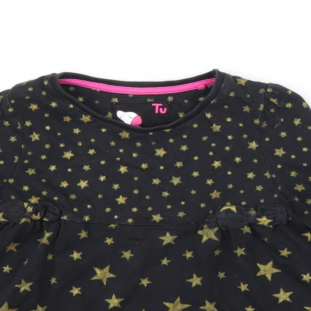 Tu Girls Black   A-Line  Size 2 Years  - Star pattern