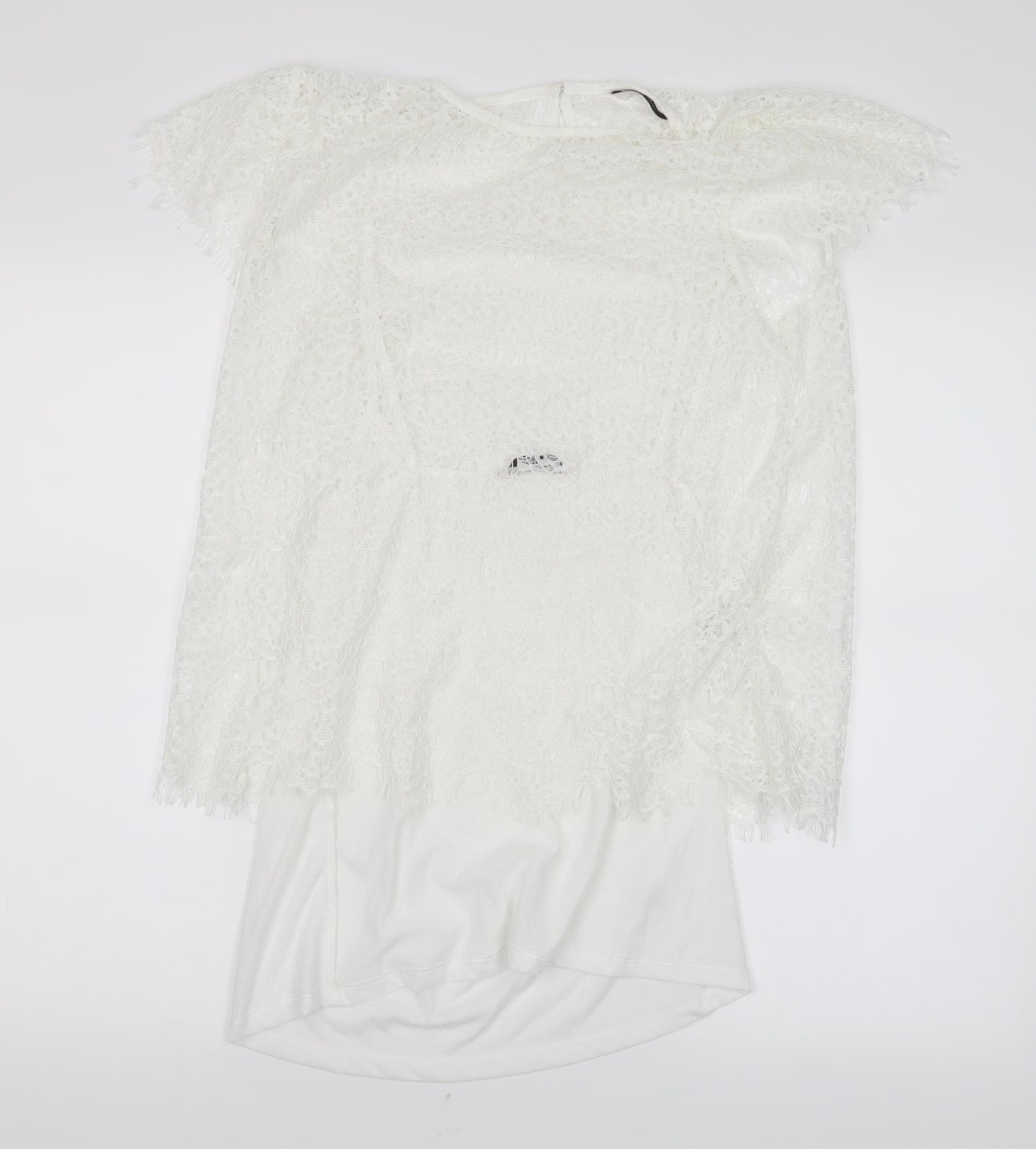 TU Womens White  Lace Basic Blouse Size 12
