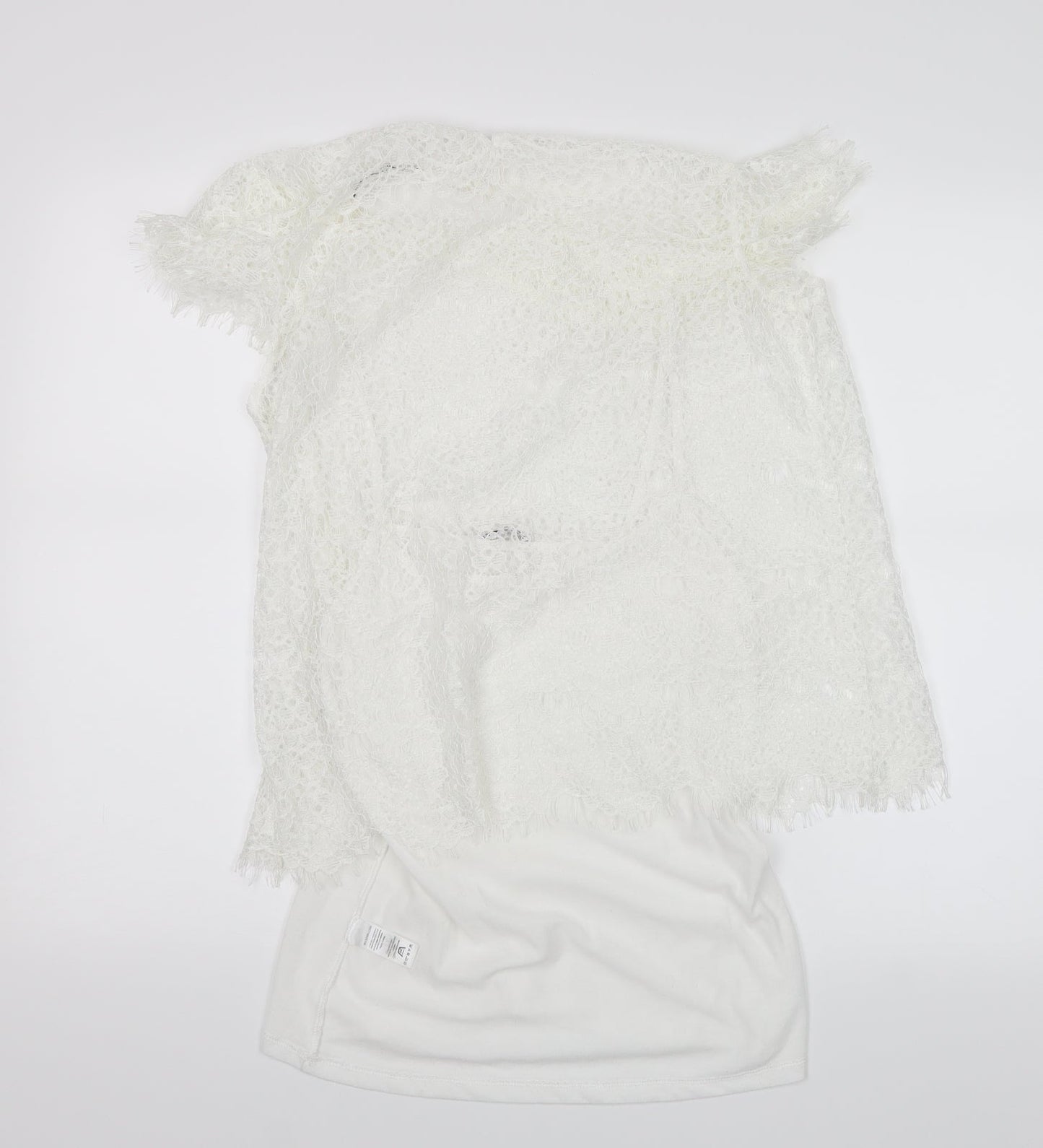 TU Womens White  Lace Basic Blouse Size 12