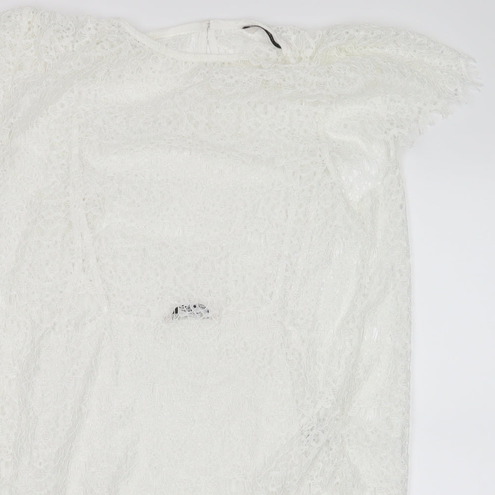 TU Womens White  Lace Basic Blouse Size 12