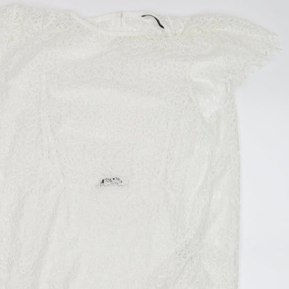 TU Womens White  Lace Basic Blouse Size 12