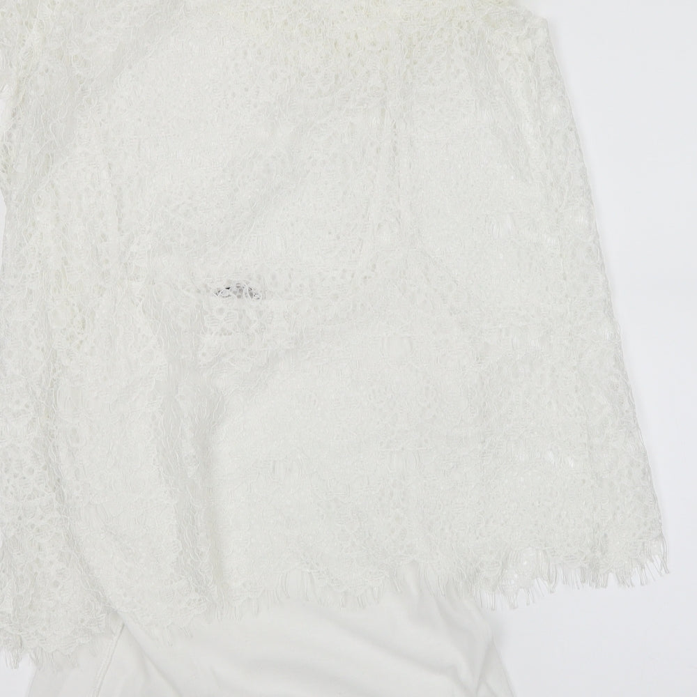 TU Womens White  Lace Basic Blouse Size 12
