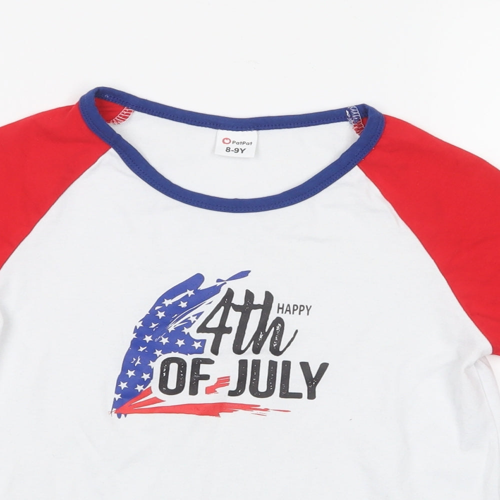 PatPat Girls Red   Basic T-Shirt Size 8-9 Years  - 4th of July