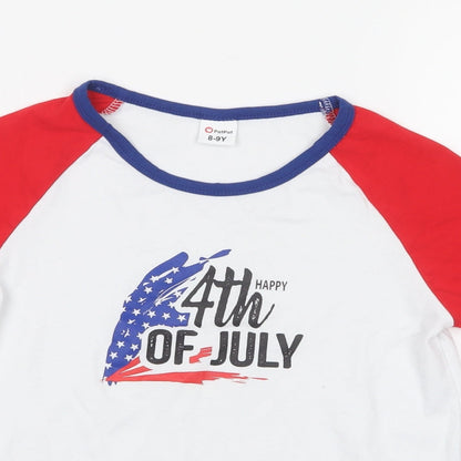 PatPat Girls Red   Basic T-Shirt Size 8-9 Years  - 4th of July