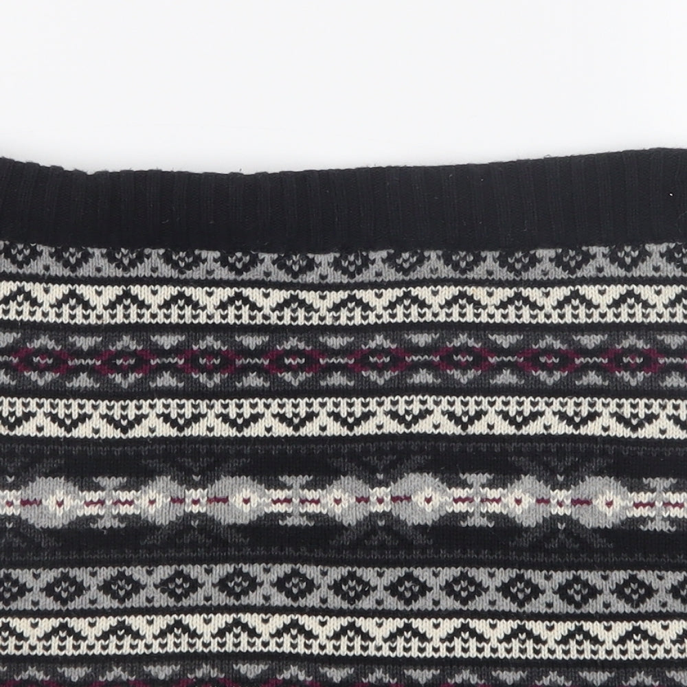 Preworn Girls Black Geometric Knit Straight & Pencil Skirt Size 11-12 Years