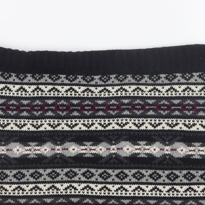 Preworn Girls Black Geometric Knit Straight & Pencil Skirt Size 11-12 Years
