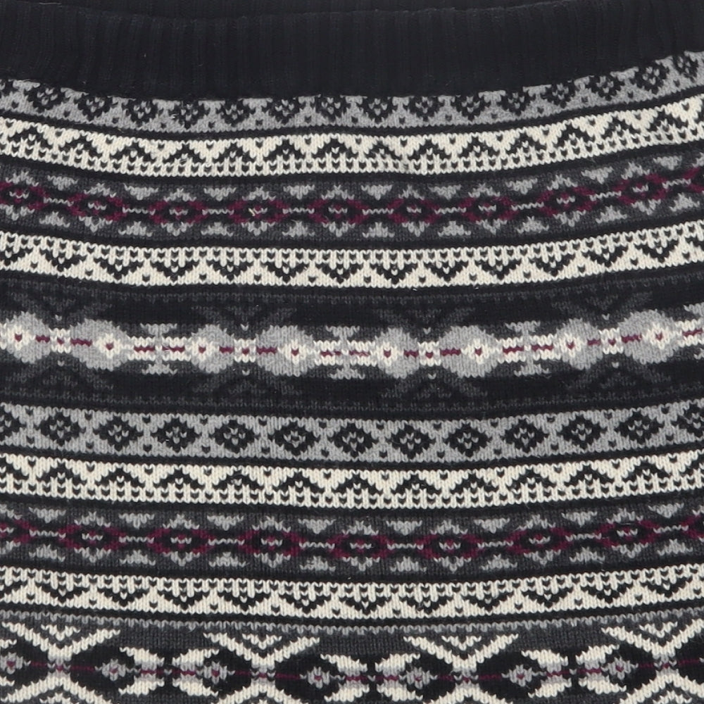 Preworn Girls Black Geometric Knit Straight & Pencil Skirt Size 11-12 Years