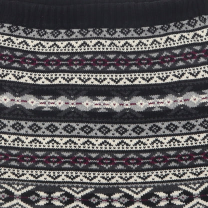 Preworn Girls Black Geometric Knit Straight & Pencil Skirt Size 11-12 Years