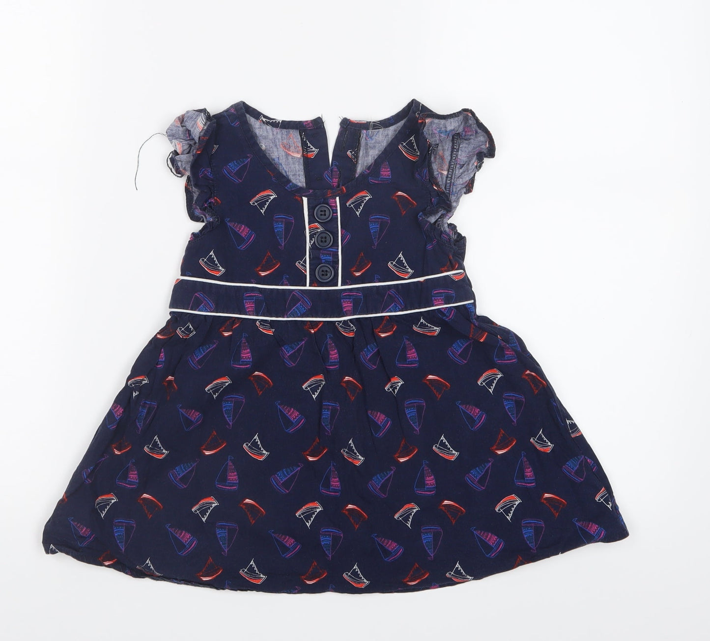 TU Girls Blue Geometric  T-Shirt Dress  Size 6 Years