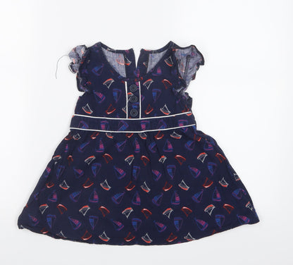 TU Girls Blue Geometric  T-Shirt Dress  Size 6 Years